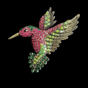Hummingbird Pin Brooch Gorgeous Multicolored Crystal New